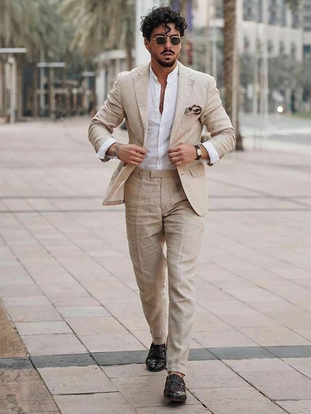Men Formal Wear For Summer - Setelan Linen Bisnis Pantai Musim Panas