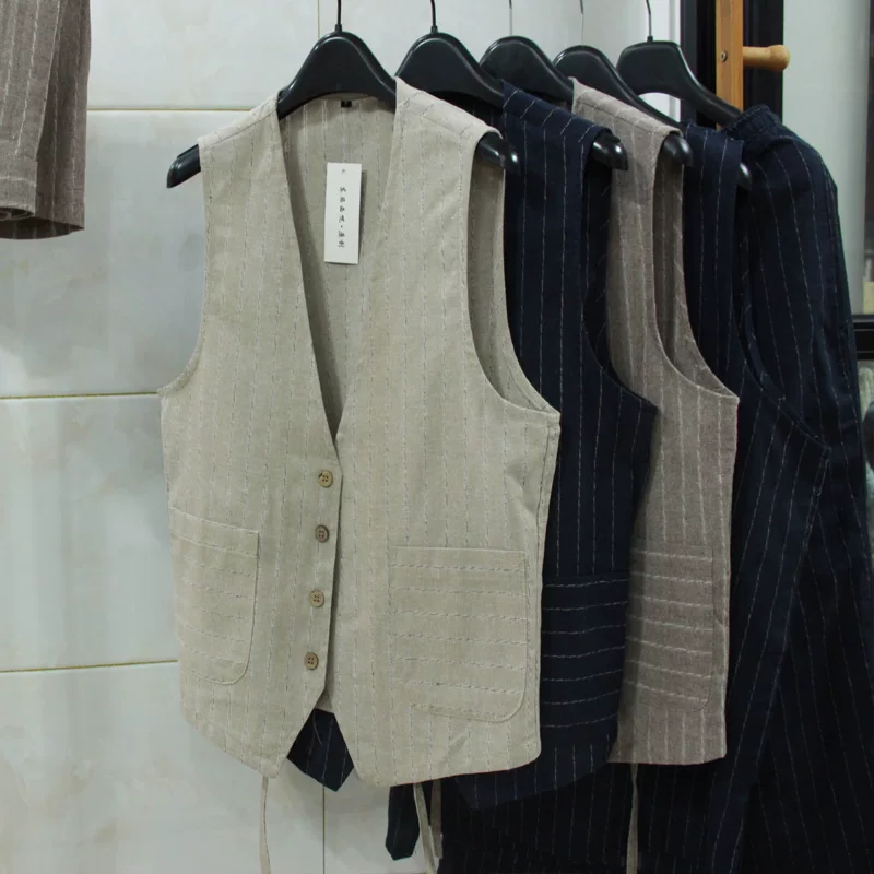 Men Formal Wear For Summer - Rompi Linen Kasual Inggris untuk Pria