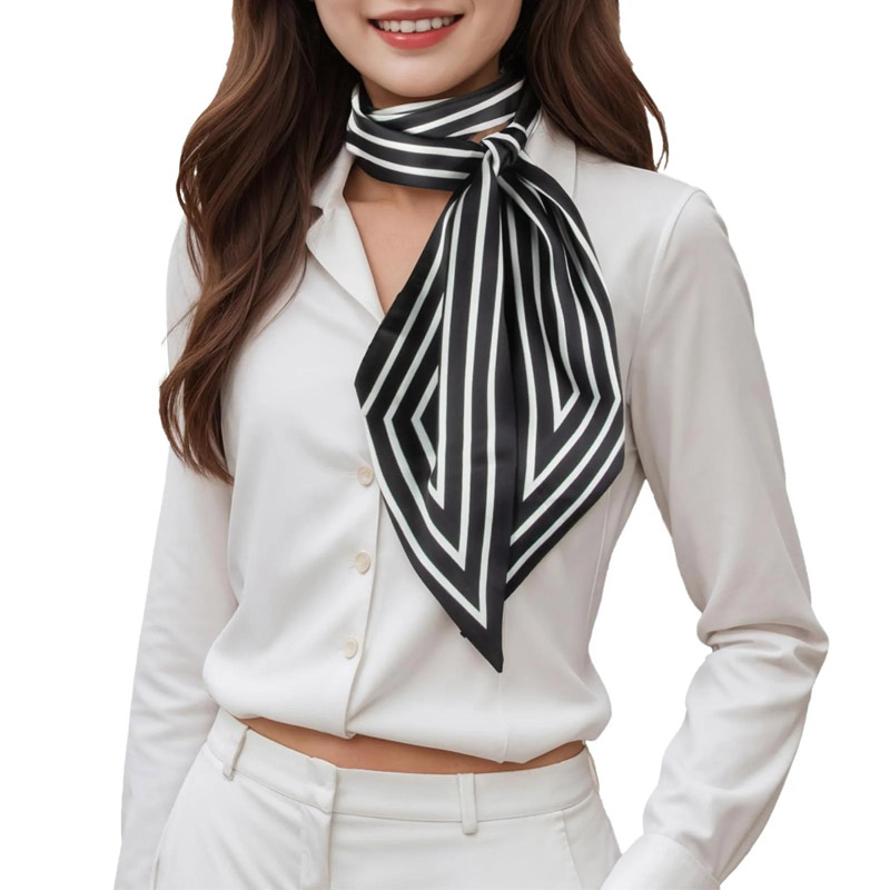 Silk Tie Woven - Syal Pita Rambut Bergaris Mode Syal