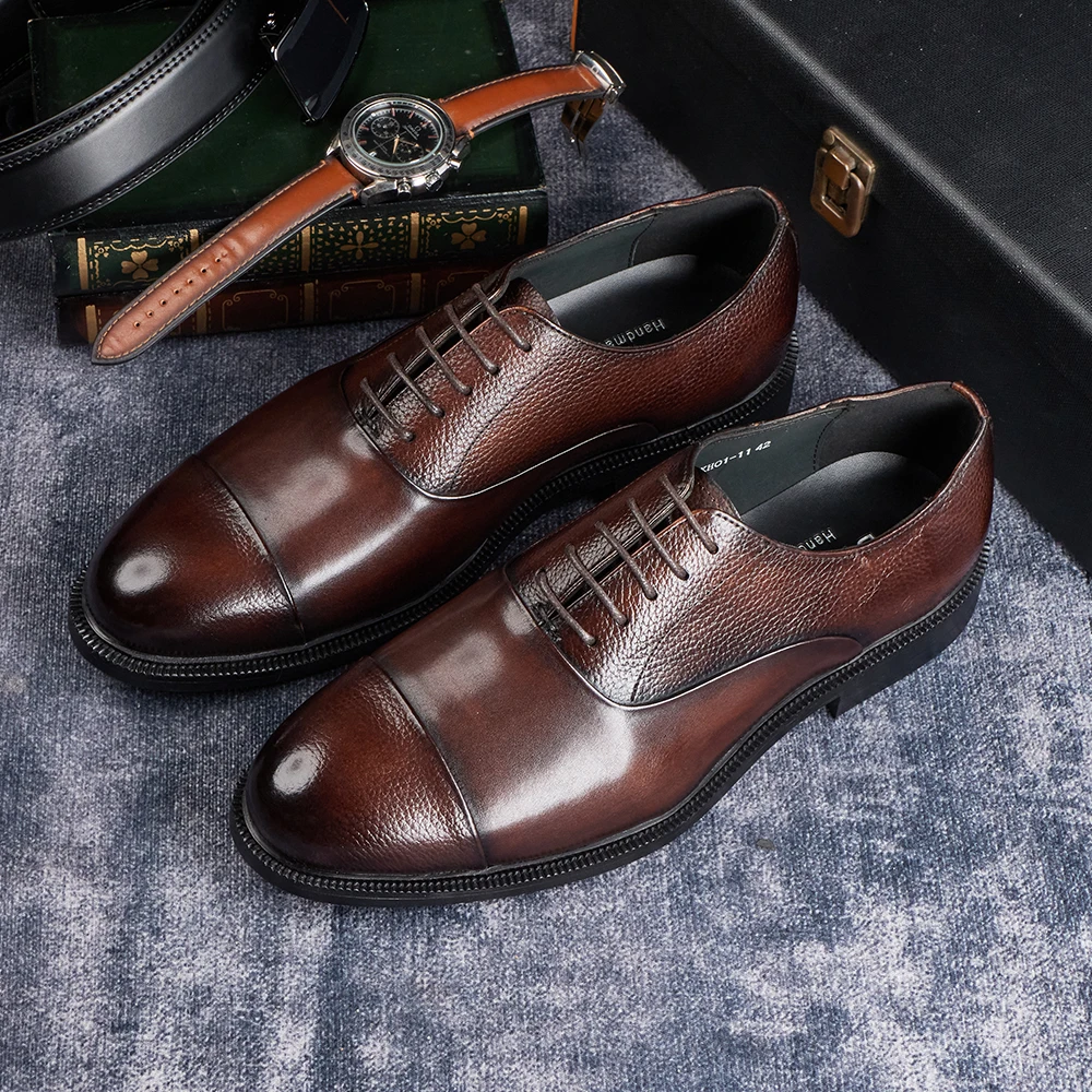 Sepatu Oxford Kulit Sapi Asli  - Young Men Formal Wear ulasan dan harga