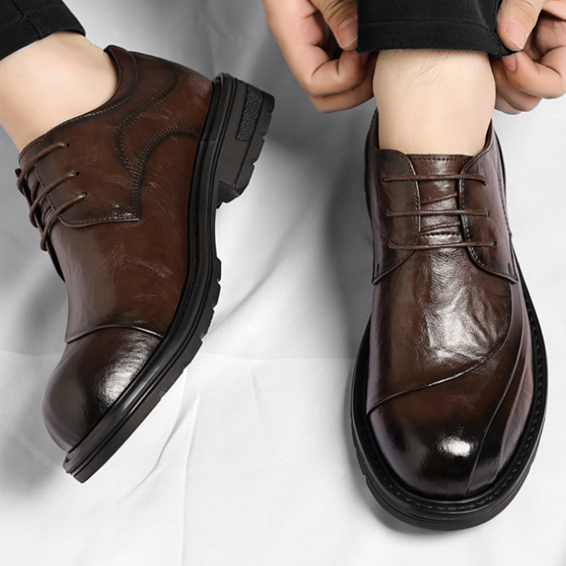 Sepatu Kulit Asli Coklat Mengk - Men'S Formal Office Wear Shoes ulasan dan harga