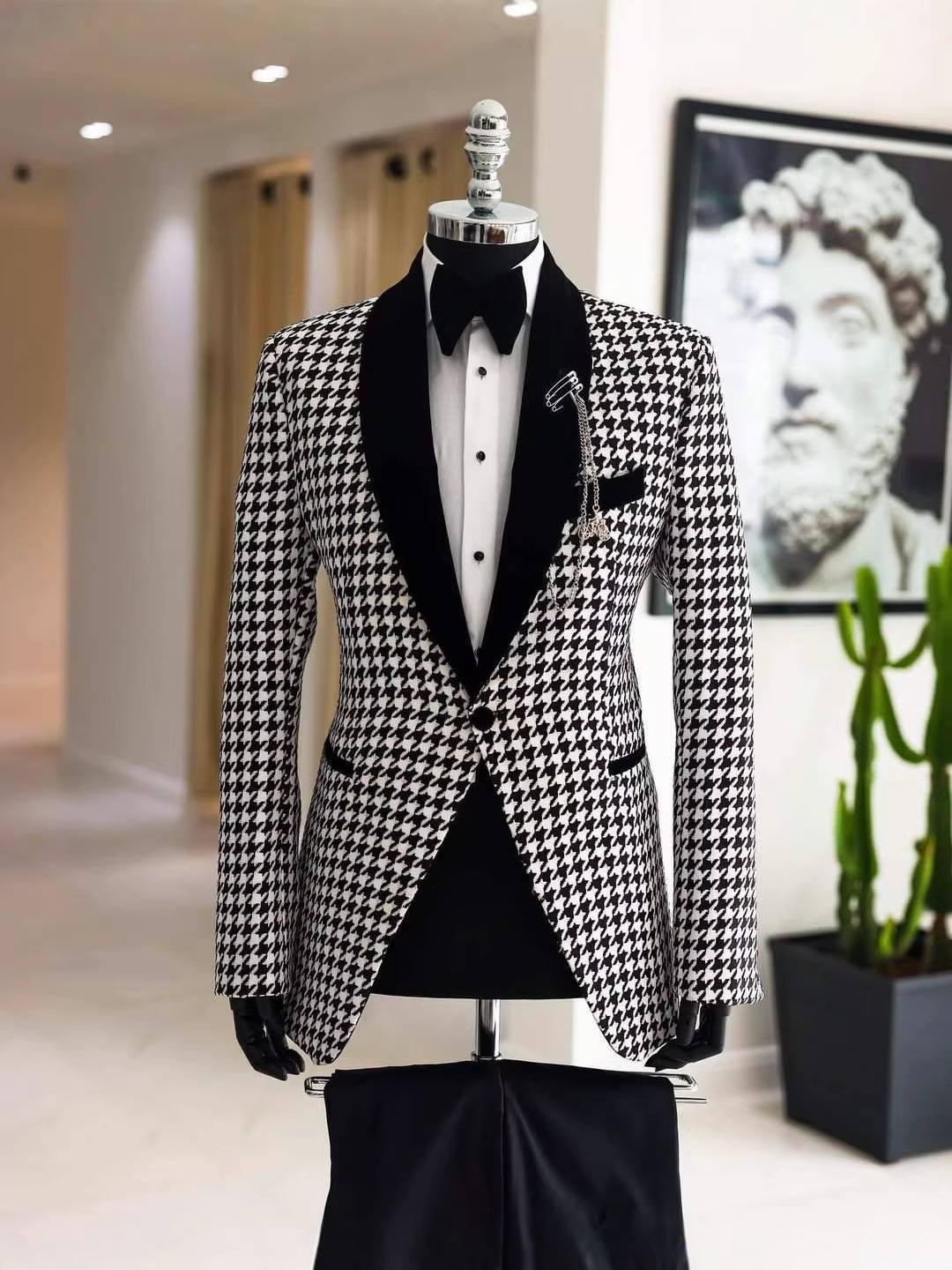 Jas Pria Motif Kotak-kotak Hou - Men Formal Wear Clothes ulasan dan harga