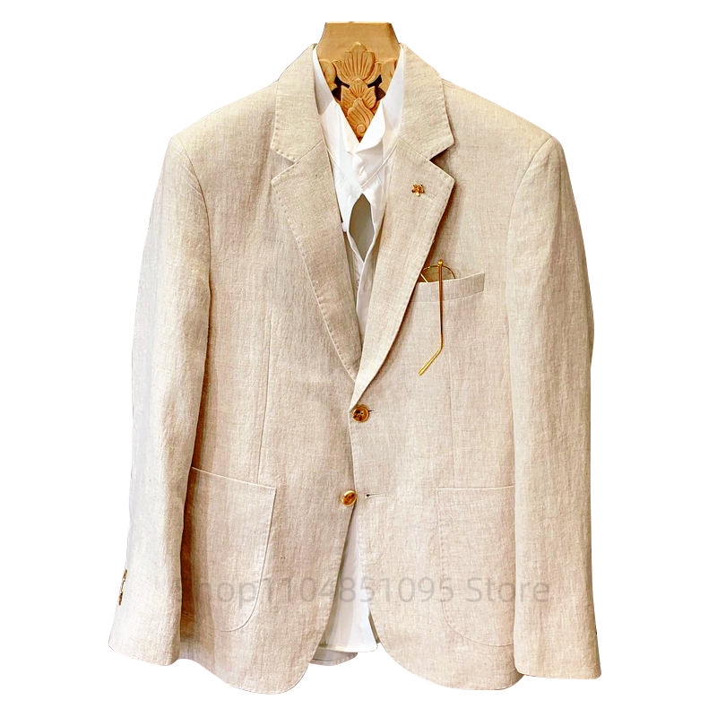 Jas Linen Pria Warna Beige, Bl - Men Formal Wear For Summer ulasan dan harga