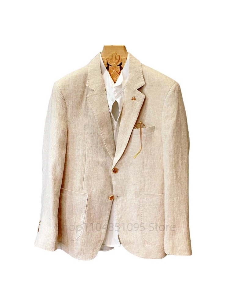 Jas Linen Pria Warna Beige, Bl - Men Formal Wear For Summer ulasan dan harga