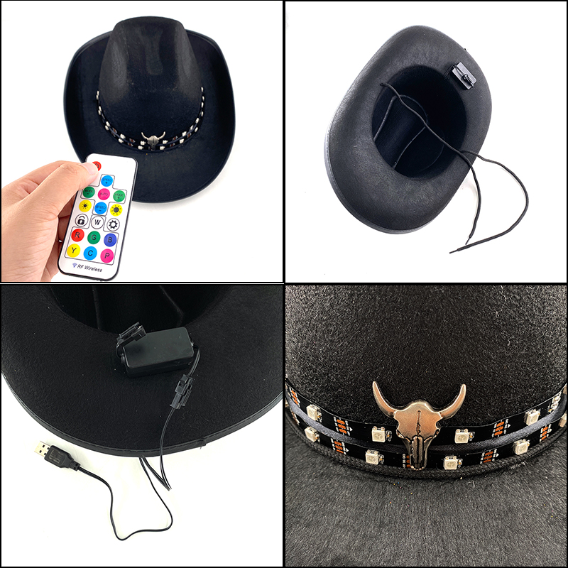 Topi koboi LED Remote Control  - Men'S Formal Wear For Graduation ulasan dan harga