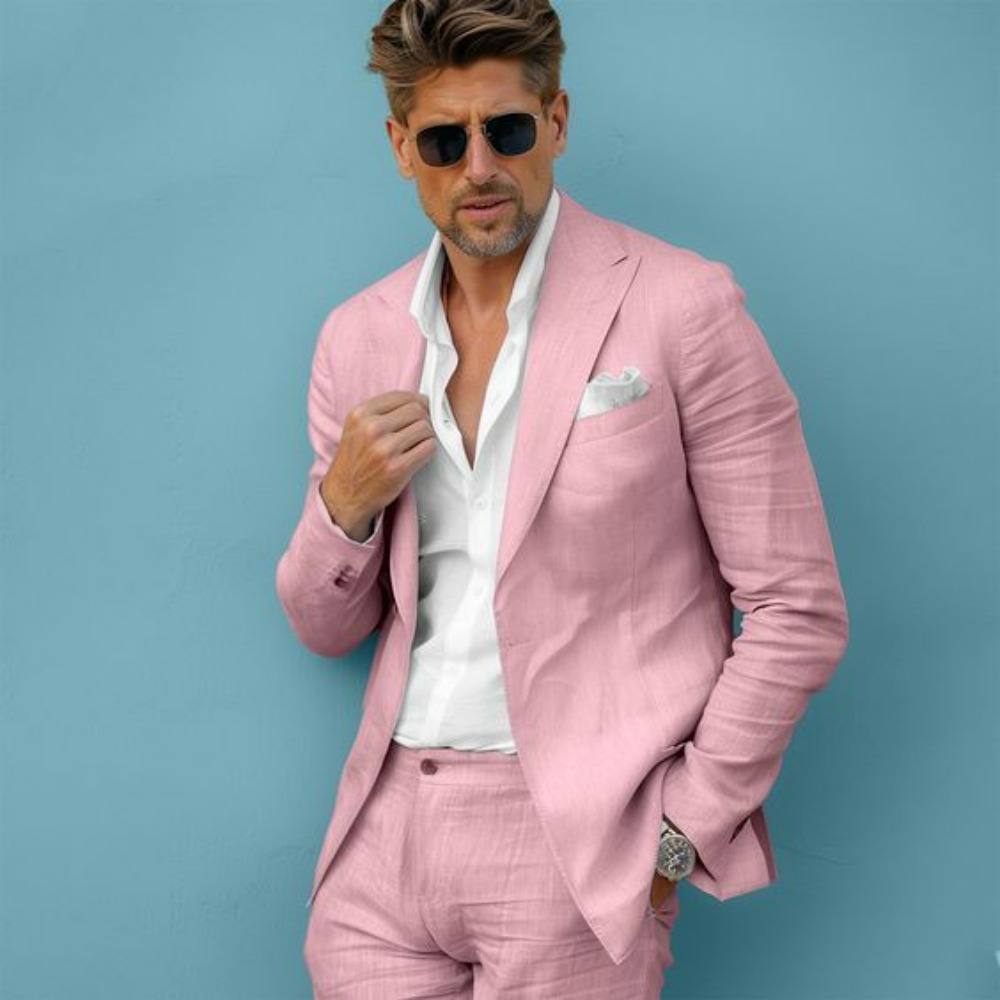 Setelan Jas Pria Linen Slim Fi - Men Formal Wear For Summer ulasan dan harga