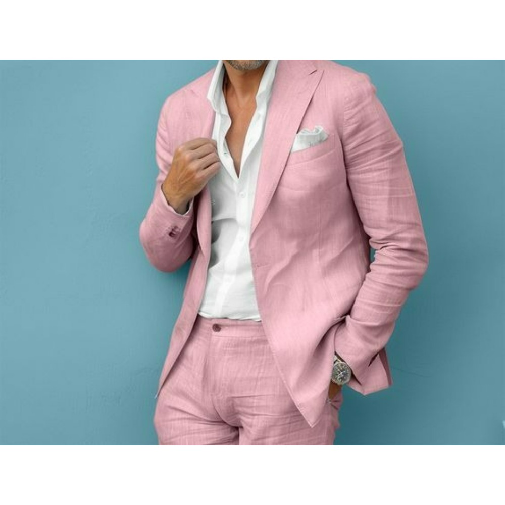 Setelan Jas Pria Linen Slim Fi - Men Formal Wear For Summer ulasan dan harga